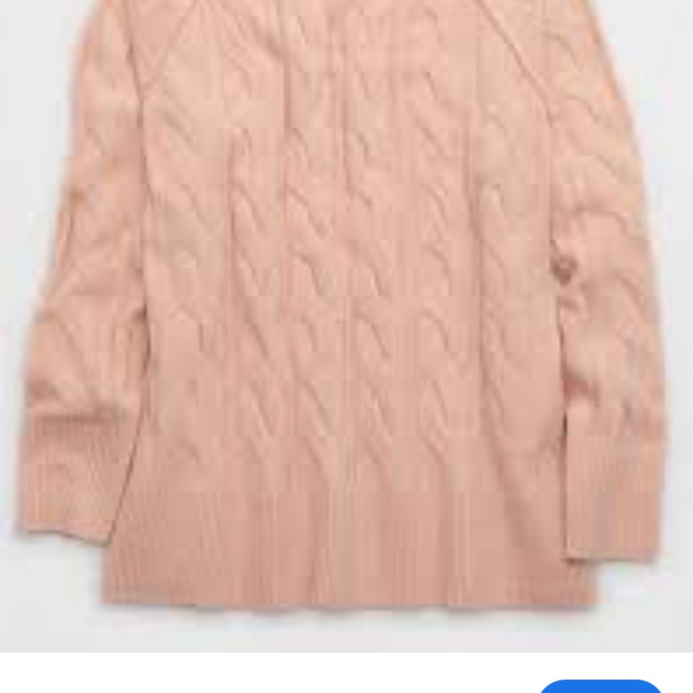 Aerie unREAL Cable Crew Sweater Dusty Pink Oversized Cableknit Size XXS - Picture 2 of 6